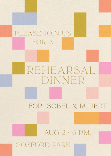 Colorful Pixels - Rehearsal Dinner Invitation by Gold Rush Paper