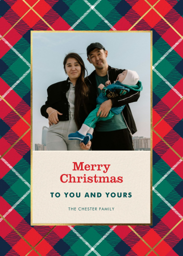 Photo Plaid Border Christmas Card