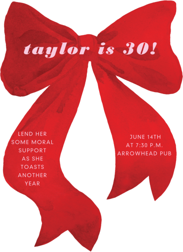 Painted Bow Cutout - Birthday Invitation by Paperless Post