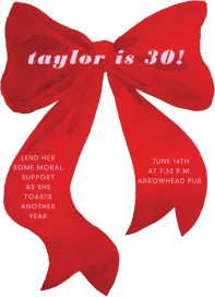 Painted Bow Cutout - Birthday Invitation by Paperless Post