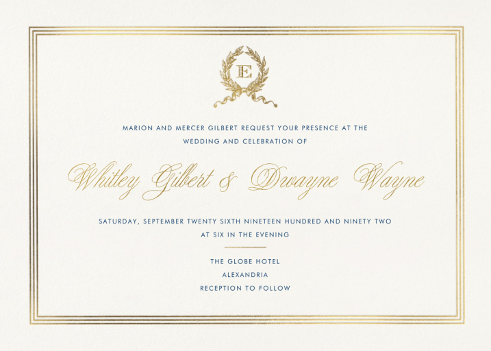 Gilded Crest - Invitation by Crane & Co.