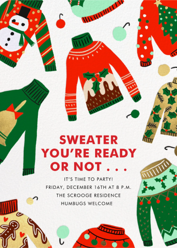 Christmas Sweaters - Holiday Party Invitation by hellolucky