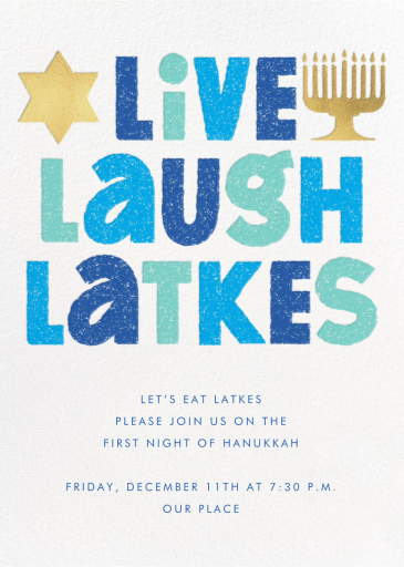 Live, Laugh, Latkes - Hanukkah Invitation by Paperless Post