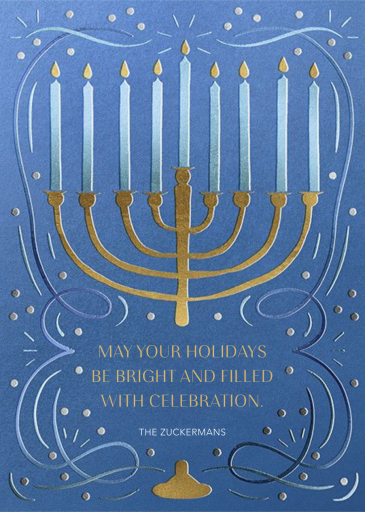 Gold Menorah - Hanukkah Invitation by Paperless Post