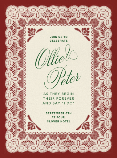 Red Lace Border Holiday Invitation