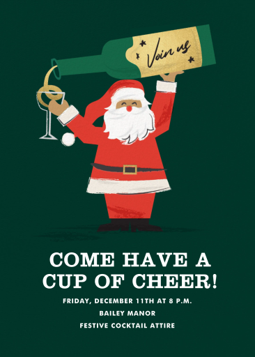 Santa Pouring Drinks Invitation