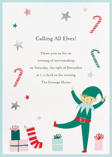 Busy Elf - Holiday Party Invitation by Meri Meri