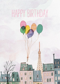 Paris Balloons (Josie Portillo) - Birthday Card by Red Cap Cards
