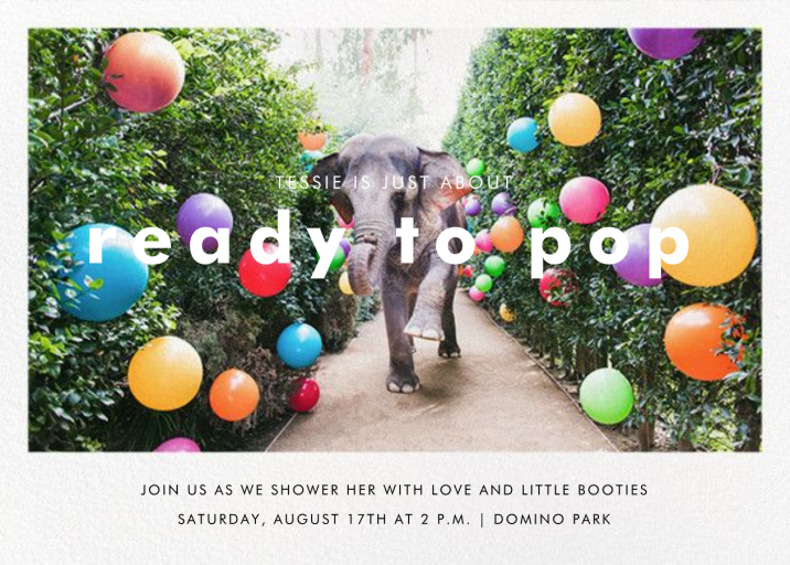 Elephant with Balloons II - Baby Shower Invitation by Gray Malin