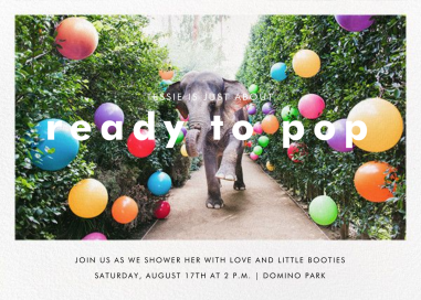 Elephant with Balloons II - Baby Shower Invitation by Gray Malin