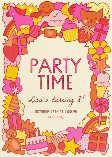 Colorful Doodle Party Invitation