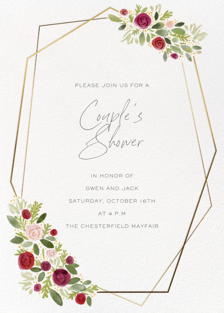 Floral Heptagon Border Bridal Shower Invitation Send online