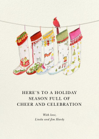 Cardinal Stockings - Christmas Card by Felix Doolittle