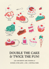 Geburtseinladung mit „Doodle“-Dessert-Motiv