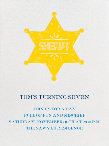 Sheriff Badge - Birthday Invitation by Paperless Post