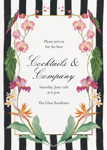Striped Tropical Floral Invitation