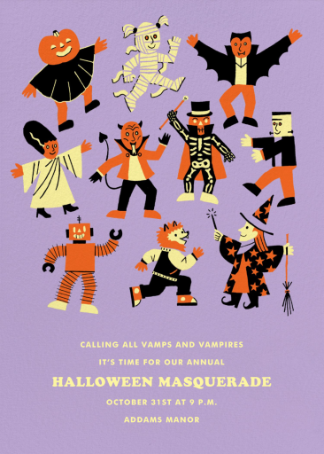 Costumed Characters Halloween Invitation