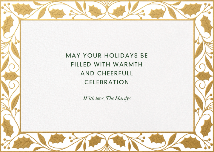 Golden Holly Horizontal - Holiday Card by Paperless Post - Back