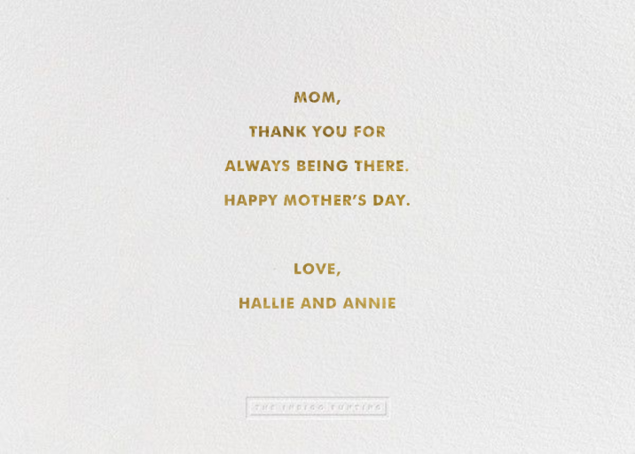 Mom Photo - Mother's Day Card by The Indigo Bunting - Back