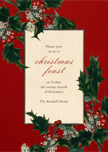 Holly Sprigs - Holiday Party Invitation by John Derian
