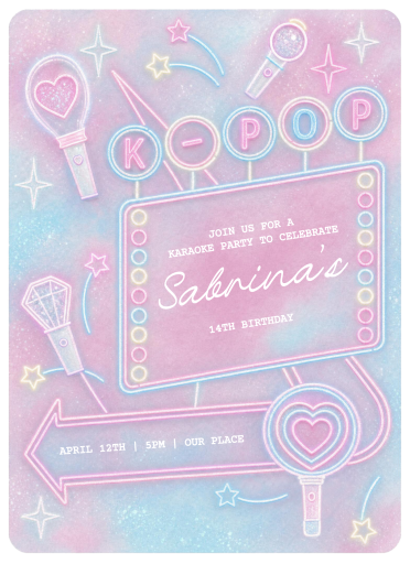 Photo K-Pop Neon Light Invitation