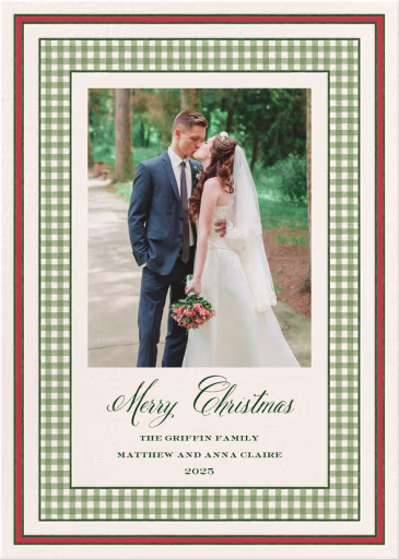 Holiday Gingham Border (Lucy Young) - Christmas Card by Dogwood Hill