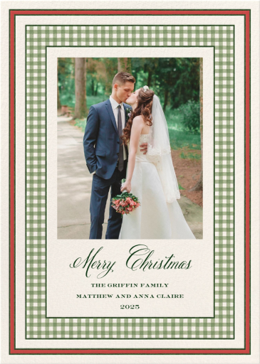 Holiday Gingham Border (Lucy Young) - Greeting Card by Dogwood Hill