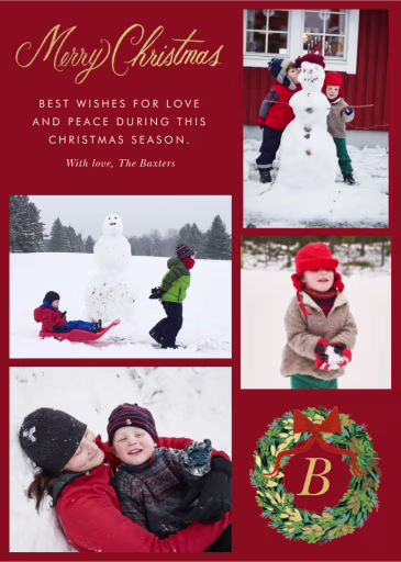 Monogram Wreath Photo Collage - Christmas Card by Rifle Paper Co.