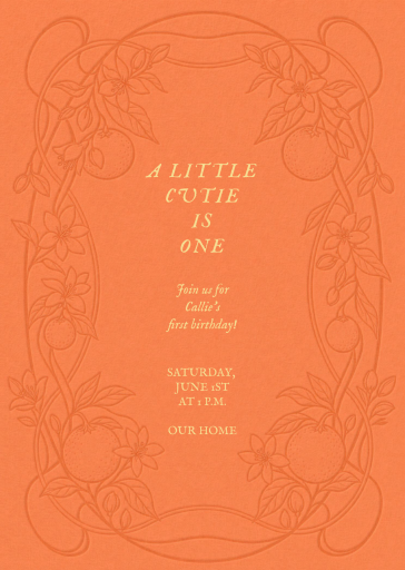 Orange Citrus Line Art Invitation