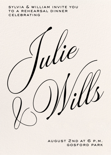 Sweeping Script - Rehearsal Dinner Invitation by Paperless Post