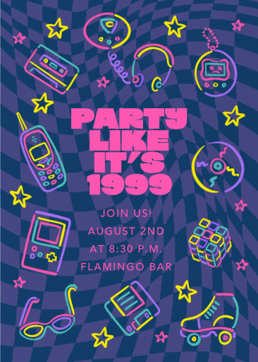 90s Retro Neon Icons Invitation