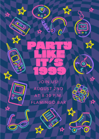 90s Retro Neon Icons Invitation