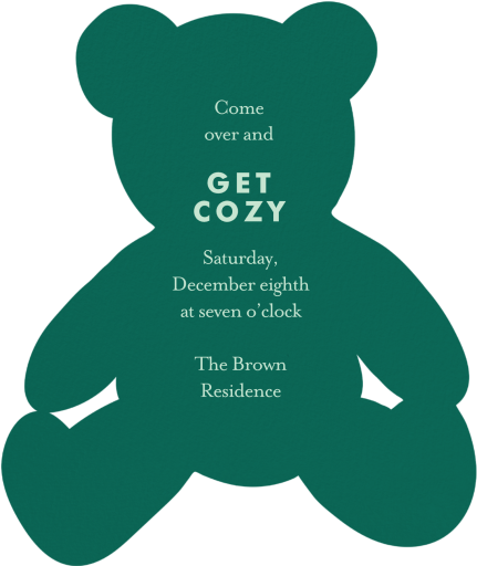 Plaid Bow Teddy Bear Invitation - Back