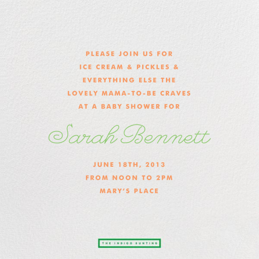 Ice Cream And Pickles - Baby Shower Invitation by The Indigo Bunting - Back