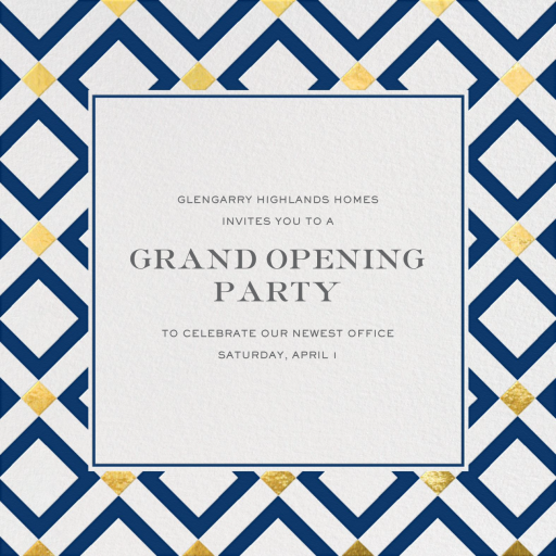 Gold Diamond Tile - Launch Party Invitation by Jonathan Adler