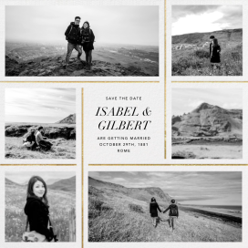 Photo Collage Gold Border Save the Date