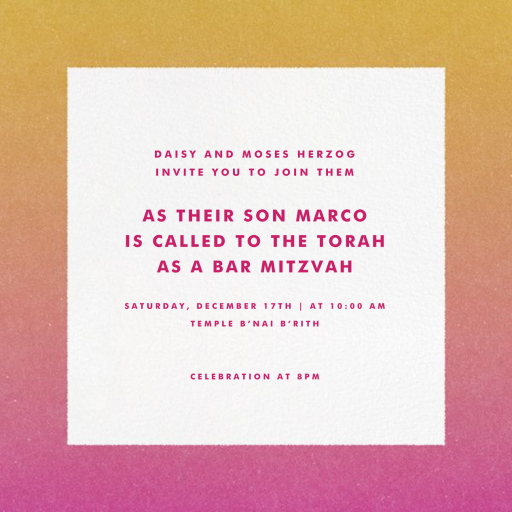 Gradient Border - Bar & Bat Mitzvah Invitation by Paperless Post