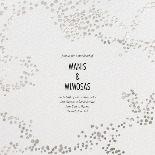 Metallic Paint Splatter - Bachelorette Party Invitation by Kelly Wearstler