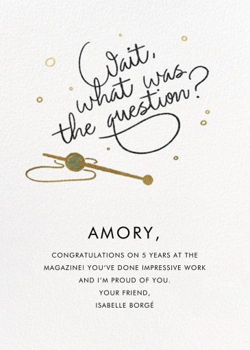 Cheers to All That - Work Anniversary Card by Derek Blasberg - Back