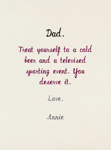 Father's Day Prix Fix by Mr. Boddington's Studio - Back