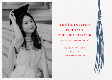 Photo with Blue Tassel Invitation
