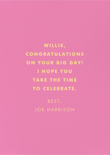 Champagne Burst (Elena Boils) - Congratulations Card by Wrap - Back