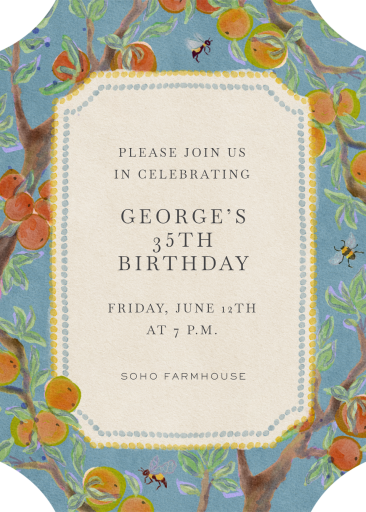 Citrus Branchlets - Birthday Invitation by Fin Fellowes