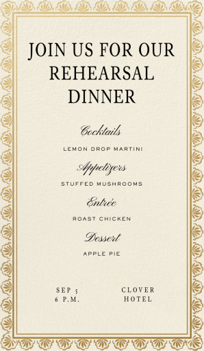 Golden Filigree - Rehearsal Dinner Invitation by Martha Stewart
