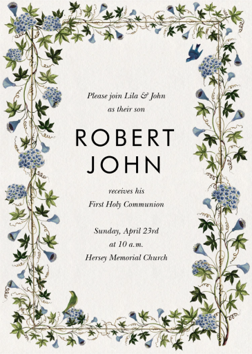 Tender Tendrils - First Communion Invitation by Stephanie Fishwick