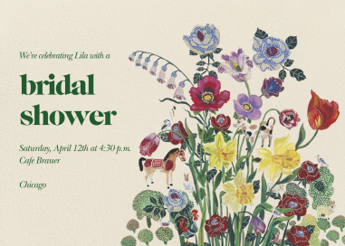 Vintage Floral Folk Art Invitation