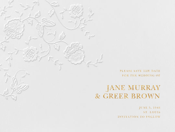 Floral Applique (Save the Date) - Invitation by Oscar de la Renta