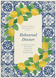 Amalfi Lemons Blue Tile - Rehearsal Dinner Invitation by Paperless Post