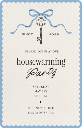 Arco y llave - Invitación para la inauguración de la casa por Paperless Post