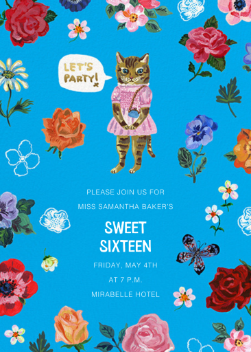 Le Chat (Tall) - Sweet 16 Invitation by Nathalie Lété